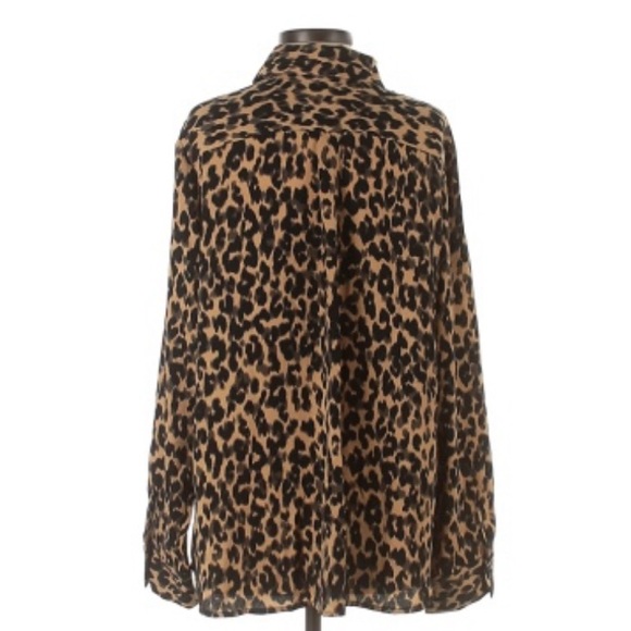 Halogen Women's Leopard Animal Print Blouse Shirt Hidden Front Buttons X1. - Picture 7 of 8